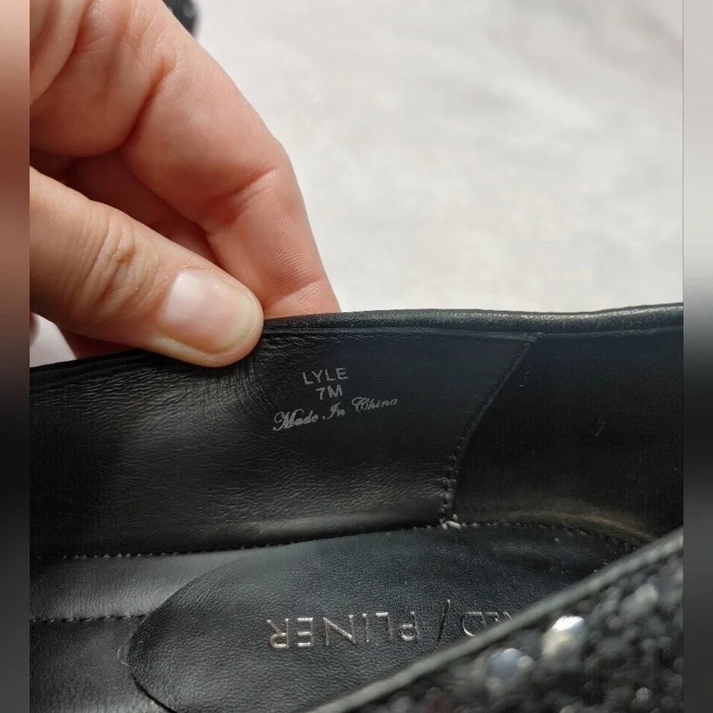 DONALD J PLINER Lyle Loafer‎ Glitter Smoking Slippers Flats Black Leather 7